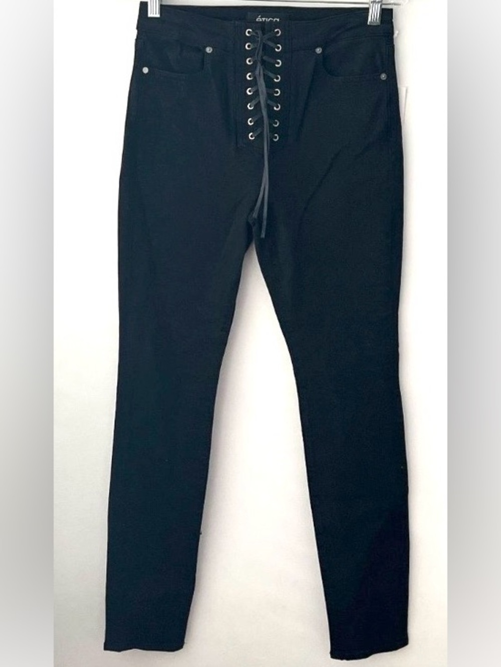 Anthropologie Ètica Giselle Lace Up Black Skinny High Rise Jeans 27 NWT⭐️